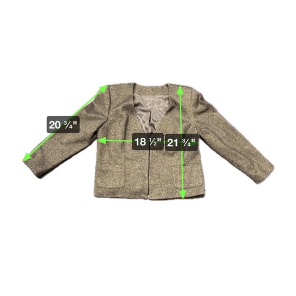 Brown Tweed Womens Blazer Jacket Lined Open Front Size M - Picture 5 of 6